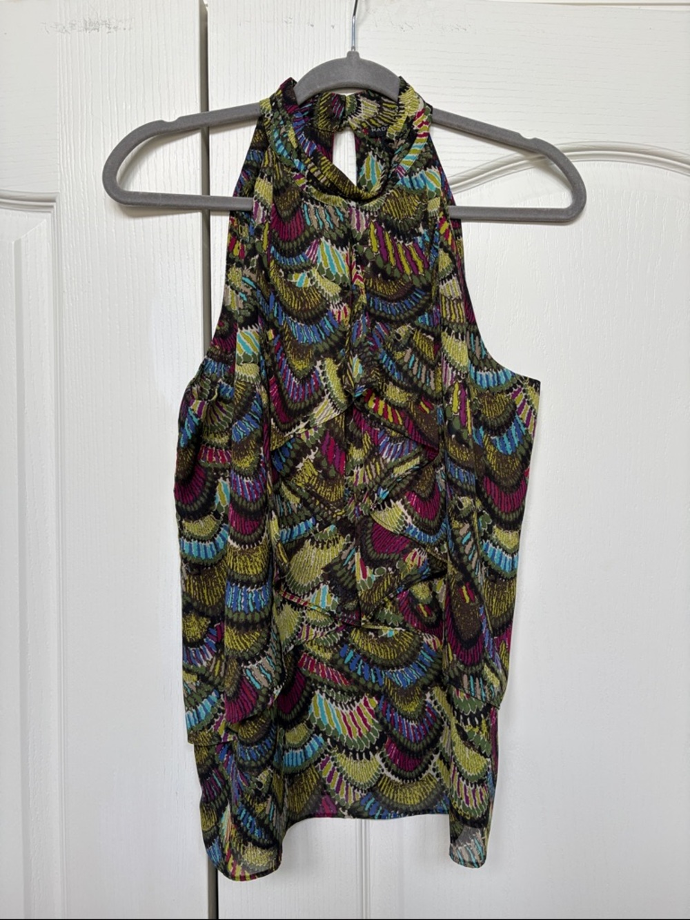Madison Multicolor Halter Camisole in Olive, Teal & Magenta